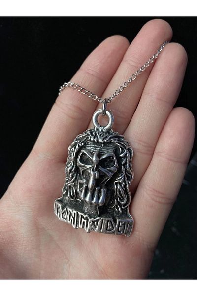 DarkellaStore Gothic Punk Iron Maiden Metal Necklace, Metal Band Necklace