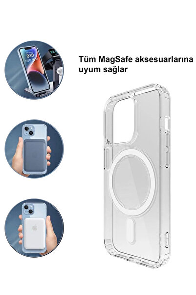 CEPSTOK Apple iPhone 16 Pro Magsafe Wireless Şarj Özellikli Şeffaf Kılıf
