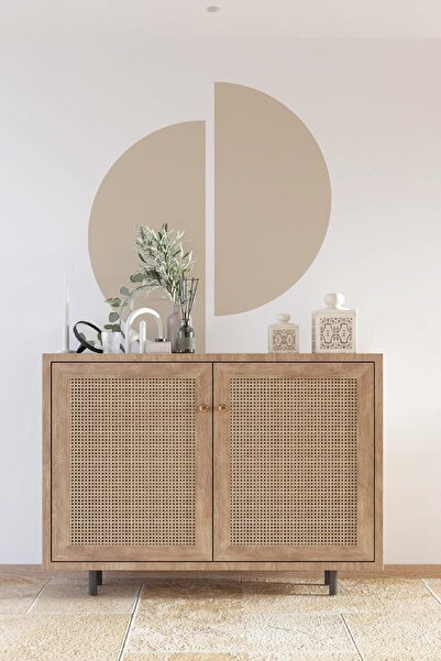 KanvasSepeti Self Adhesive Fabric Canvas Textured Wallpaper Boho Bohemian Style Double Semicircle