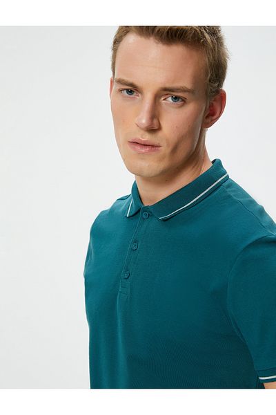 Koton Tricou polo slim din bumbac - mânecă scurtă și detaliu dungi