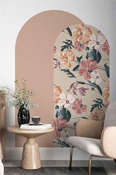 KanvasSepeti Kendiliğinden Yapışkanlı Kumaş Kanvas Dokulu Duvar Kağıdı Çiçek ...