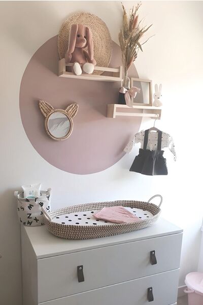 KanvasSepeti Kendiliğinden Yapışkanlı Kumaş Kanvas Dokulu Duvar Kağıdı Boho Bohem  Yuvarlak  Daire Soft Lila Renk