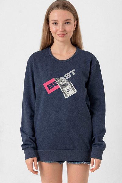 Tshirthane Дамски суитшърт Mr Beast Dollar Bill Indigo 2ip