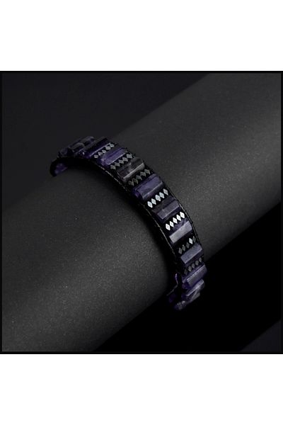 Seven Art Jewelry Natural Stone Bracelet, Amethyst Bracelet, Cylinder Bracelet, Women's Bracelet, Men's Bracelet