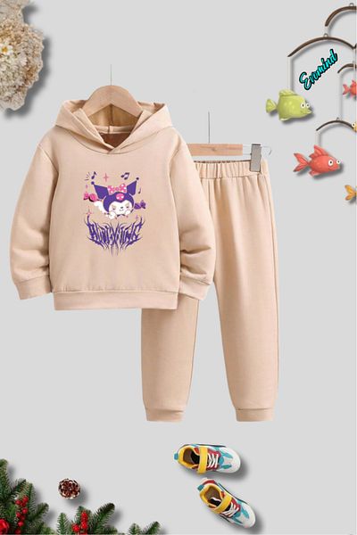 Evomind Σετ παιδικές φόρμες Unisex Purple Kuromi με στάμπα με κουκούλα