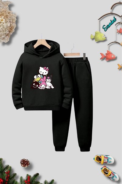 Evomind Unisex My Melody Kuromi Hello Kity Σετ παιδική αθλητική φόρμα με κουκούλα
