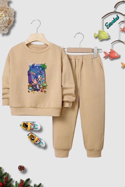 Evomind Σετ παιδικής φόρμας Unisex Jeweled Sonic Printed Crew Neck