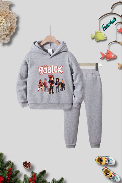artı4 Unisex Roblox Printed Hooded Children's Tracksuit Set