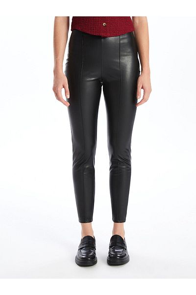 LC Waikiki Lcw Skinny Fit Women's Leather Look Trousers