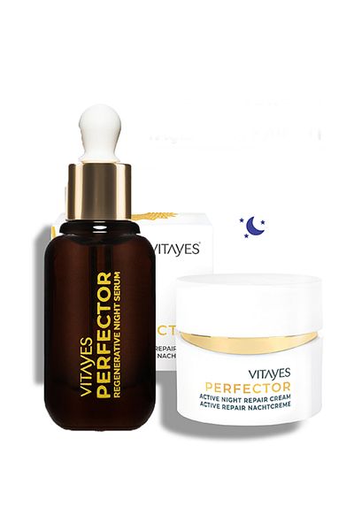 VITAYES Anti-Aging Repair Herbaglow Face Night Skin Serum and Night Cream Set Containing 1% Hyaluronic Acid