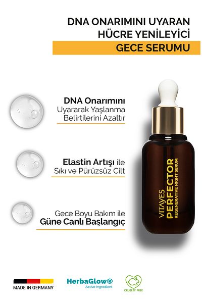 VITAYES Anti-Aging Repair Herbaglow Face Night Skin Serum and Night Cream Set Containing 1% Hyaluronic Acid