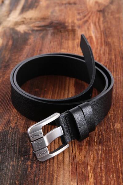 William Polo Williampolo Ιταλική Γνήσια Δερμάτινη Μαύρη 115 εκ. Ανδρική ζώνη πόρπης