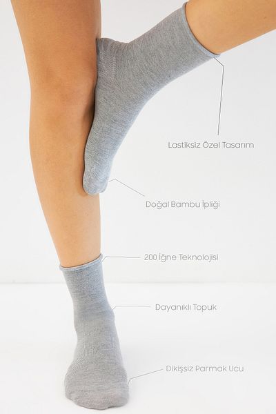 bamboo star Bamboo Women's Elasticless Gray Socket Seamless Premium Socks No Trace - Non-Squeezing Socks