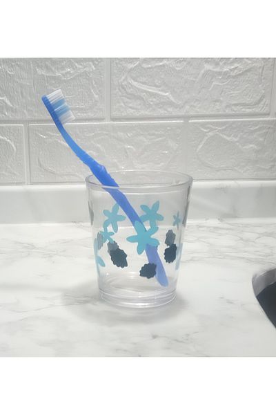 Bosphorus TOOTHBRUSH BENEKLİ PATTERN ACRYLİK 8X8X9CM 350ML BATH SET
