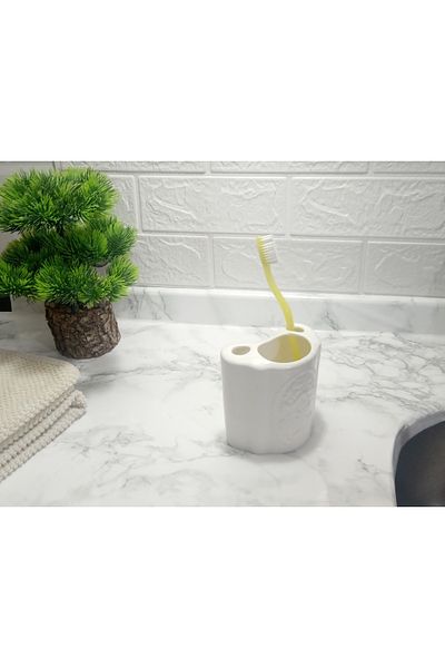 Bosphorus Ceramic Toothbrush Holder Floral Oval Model 8X5X10CM BATHROOM SET