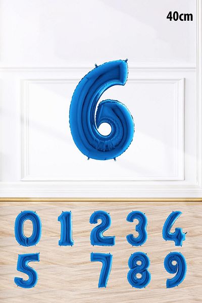 PEKSHOP Blue Color 6 Number Foil Balloon Blue 6 Year Old Balloon Number Balloons 16 Inch 40 cm