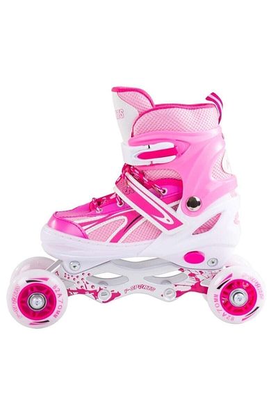 TRUST STORE Roller Skates Adjustable 2+2 and 2+1+1 Lighted Metal Body Practice Skate with Bag
