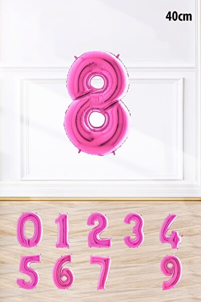 PEKSHOP Pembe Renk Rakam Folyo Balon Pembe Yaş Balonu Sayı Balonlar 16 inç 40 cm