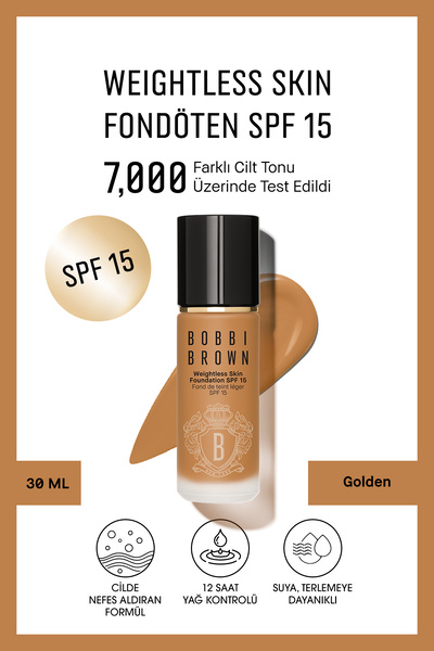 BOBBI BROWN Weightless Skin 24 Saat Kalıcı Likit Fondöten SPF 15 - Doğal ve M...