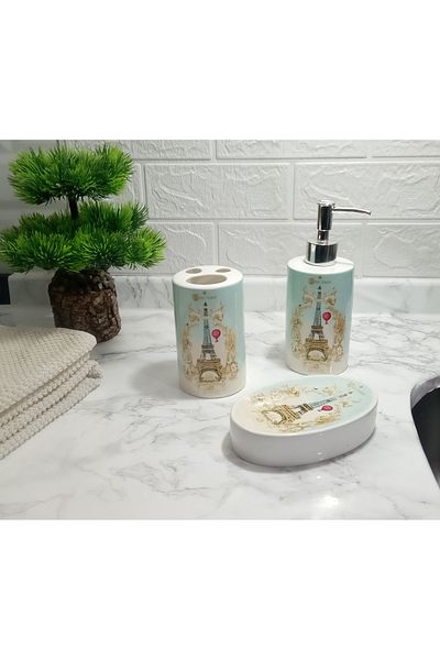 Bosphorus Ceramic 3-Piece Bathroom Set Romantic Green Model