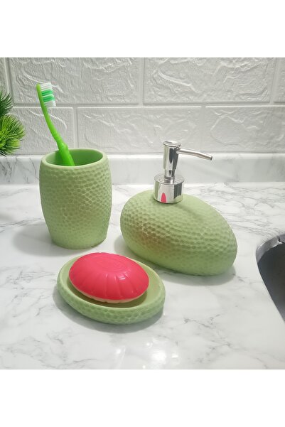 Genel Markalar Yeşil Petek 3 Lü Banyo Seti 20x20x13cm