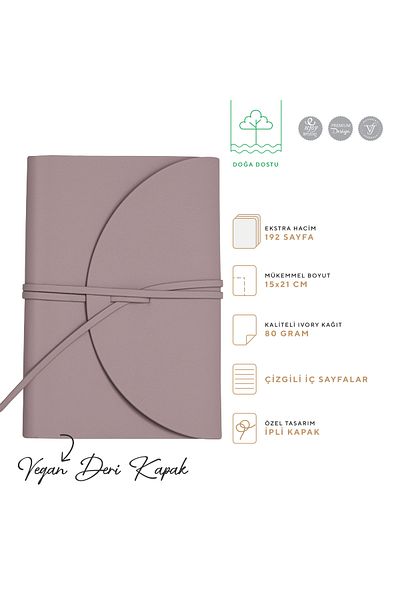 Victoria's Journals Vj Pella Vegan Leather Flexible Cover Suitable for Classic Fountain Pen Striped Notepad 15X21Cm (A5) Lilac