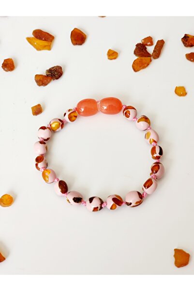 Kehribar Sarayı Pink Mosaic Soft Baby Bracelet - 13 cm
