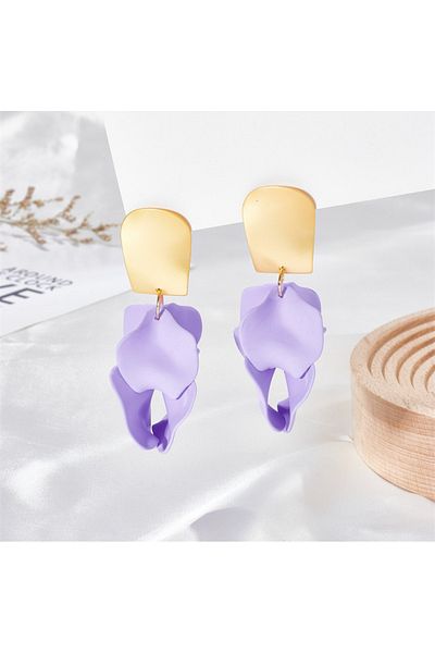 POSEİDONS JEWELLERY Lilac Acrylic Vintage Rose Petals Flower Earrings