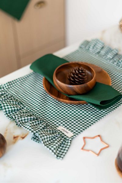 KaiHome 2 Pieces 100% Linen Fabric Green Napkin