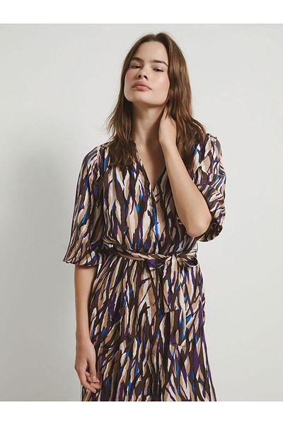 LC Waikiki Patterned V-neck Women's Dress - Mixed