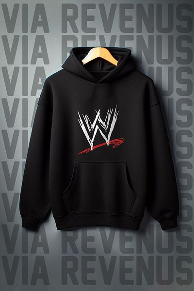 Vordevia Суитшърт с щампа на WWE American Wrestling - повдигнат качулка с кенгуру джоб, модел с 3 нишки
