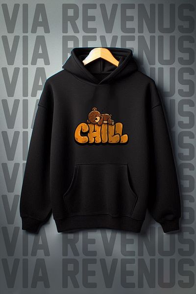 Vordevia Суитшърт с качулка и 3 нишки с щампа „кенгуру джоб“ CHILL