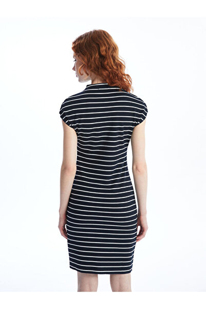 LC Waikiki Lcw Vision - White Striped Stand Collar Women's Dress