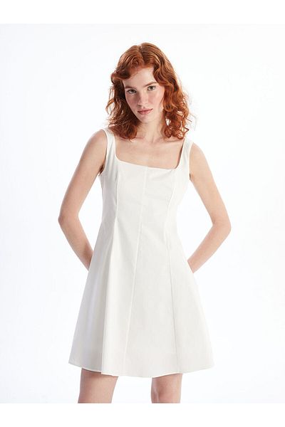 LC Waikiki Lcw Square Collar Poplin Women's Dress Fast Fashion