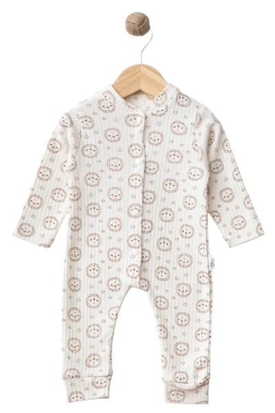 Dumledo بذلة بيضاء مزينة بنقشة الأسد مع أزرار كبس