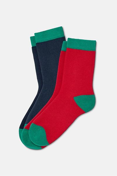 Tchibo Kids Boy 2 Pairs Of Organic Cotton Socks, Navy And Red