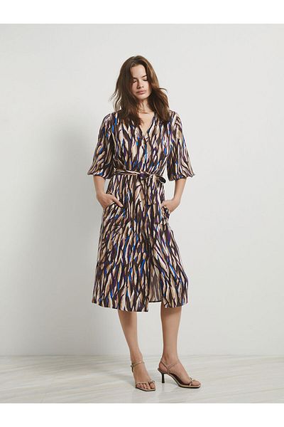 LC Waikiki Patterned V-neck Women's Dress - Mixed