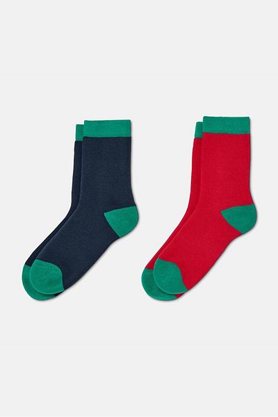 Tchibo Kids Boy 2 Pairs Of Organic Cotton Socks, Navy And Red