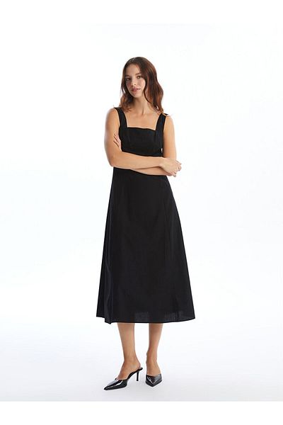 LC Waikiki Lcw Square Collar Plain Poplin Women's Dress Fast Fashion