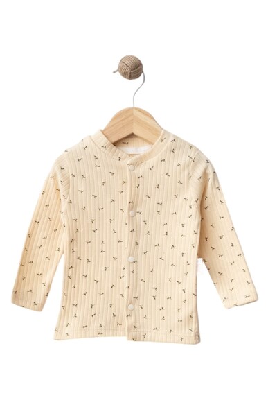 Dumledo Cream Patterned White 2-Piece Baby Pajama Set (Top & Bottom)