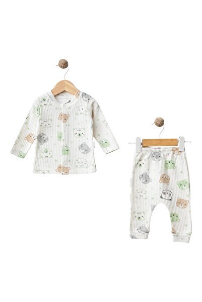 Dumledo Teddy Bear Patterned 2-Piece Baby Pajama Set (Top & Bottom)