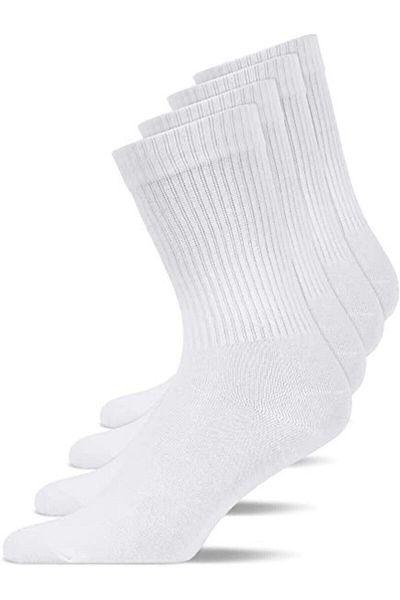 Askıdan Sepete Șosete de tenis cu nervuri albe, pachet economic de 4