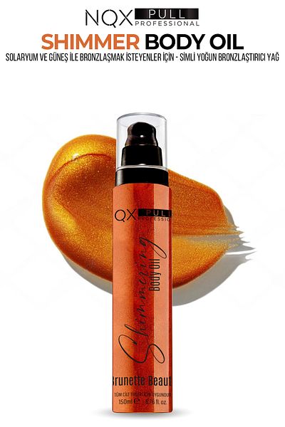 NQX PULL Intense Bronzing Solarium Oil Fast Brunette Glitter Shimmer Skin 150 ml