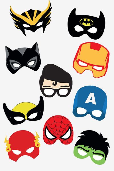PEKSHOP Μάσκες από χαρτόνι με θέμα 10 Super Heroes