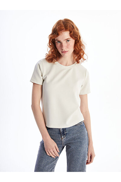 LC Waikiki Beige Stand Collar Women's T-Shirt