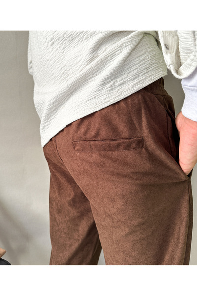 MİRMARONİ Men's Elastic Waist Baggy Fit Slim Corduroy Pants