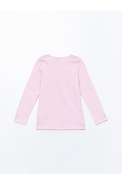 LC Waikiki Pink Crew Neck Printed Long Sleeve Girls Pajama Set