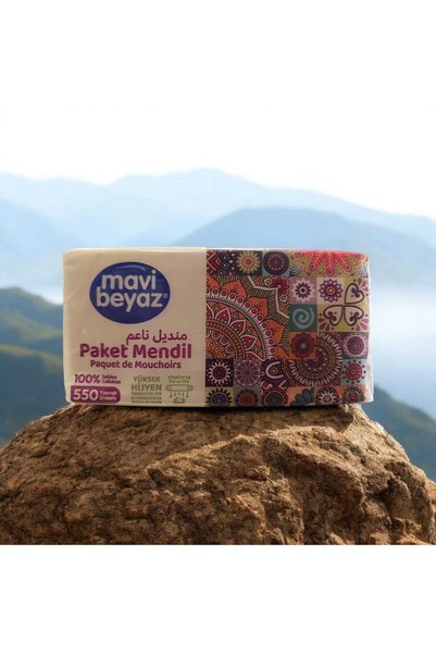 Mavi beyaz Pack Wipes 550 Sheets X 2 Packs = 1100 Sheets 100% Cellulose