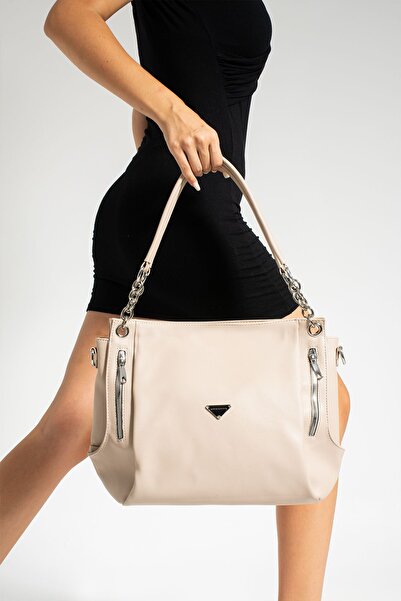 KONFOR SANMORRİS Yumuşak Malzeme 4 bölümlü Zincir Aksesuarlı Omuz ve El Çanta...