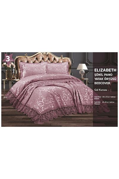 Menta store Elizabeth Chenille Panel Bed Cover Set Double 3 Pieces